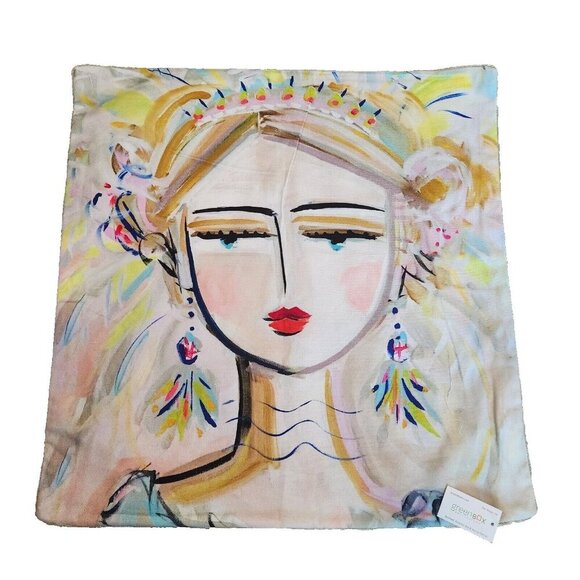 Maren Devine She Is Fierce~Blonde 20 x 20 Pillow cushion cover Greenbox Art New - Picture 1 of 2